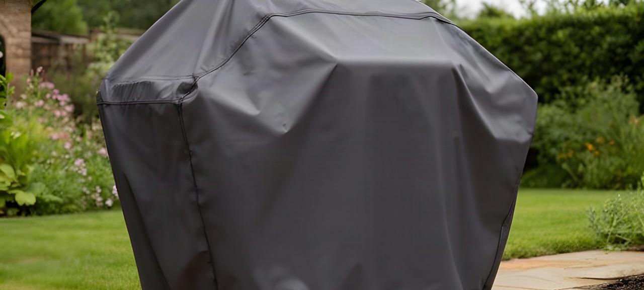 屋外のグリルにかけた丈夫なポリエステル製専用カバー